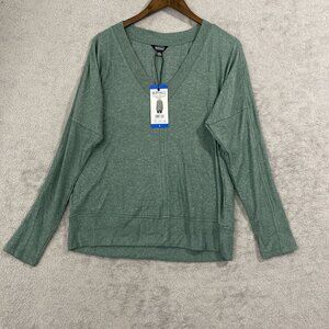 NEW Buffalo David Bitton Womens L Sage Green Super Soft Cozy V-Neck Long Sleeve